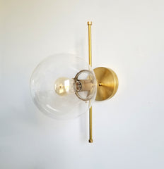 Linear sconce brass modern glass  globe contemporary sconce clear shade