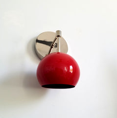 accent lighting red eyeball shade wall sconce task lighting midcentury modern bright cherry red wall lighting