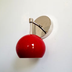 cherry red accent lighting red eyeball shade wall sconce task lighting midcentury modern bright cherry red wall lighting
