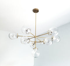 large handblown glass globes brass chandelier