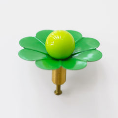 bright green and chartreuse floral retro knob drawer pull