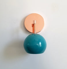 bohemian jungalow style copper and turquoise mid century inspired lighting accent lamp wall sconce bathroom vanity fixture