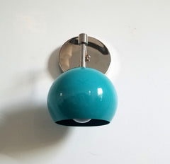 chrome and turquoise mid century inspired lighting accent lamp wall sconce bathroom vanity fixture
