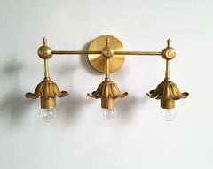 three light modern botanical floral wall sconce bathroom light fixture
