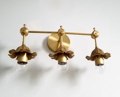 three light modern botanical floral wall sconce bathroom light fixture