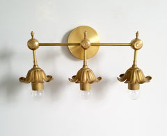 three light modern botanical floral wall sconce bathroom light fixture