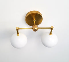 Double Loa Sconce with White Shades