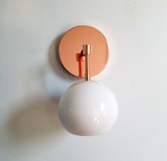 Copper and white modern wall sconce bathroom lighting bedside light task lamp globe shade eyeball shaped