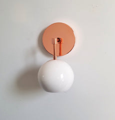 Copper and white modern wall sconce bathroom lighting bedside light task lamp globe shade eyeball shaped