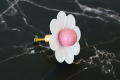 white and pastel pink retro sweet drawer pull cabinet and furniture knob.   Pretty for a dresser or nightstand makeover.