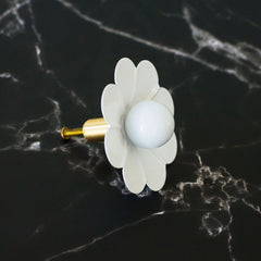 all white floral drawer pull