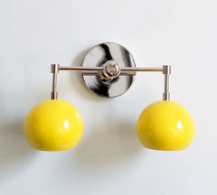 Double Loa Sconce with Sunshine Yellow Shades