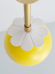 yellow and brass flower chandelier childrens bedroom