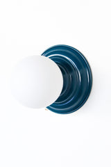 Lagoon dark blue green flushmount ceiling light or wall sconce with a frosted white globe