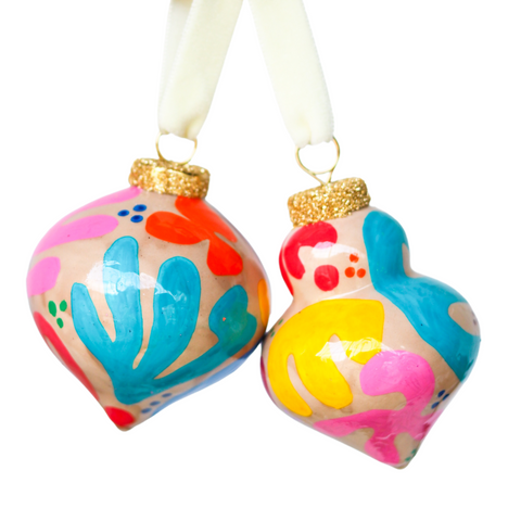 Abstract Rainbow Painted Ornaments Set