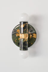 Olive Green, Black, & Gold Marbled Small Thalia Sconces