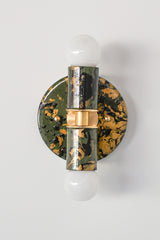 Olive Green, Black, & Gold Marbled Small Thalia Sconces