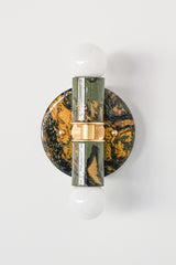 Olive Green, Black, & Gold Marbled Small Thalia Sconces