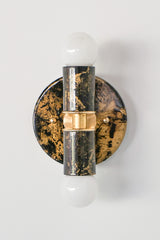 Olive Green, Black, & Gold Marbled Small Thalia Sconces