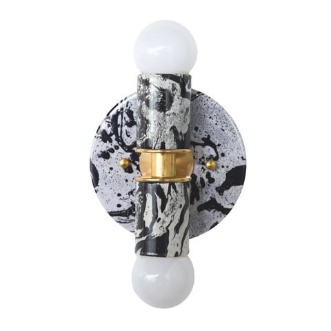 Black & White Marbled Small Thalia Sconce