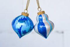 Blue Painted Ornaments Set