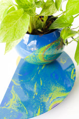 Blue & Green Marbled Demilune Planter