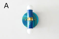 Blue & Teal Marbled Small Thalia Sconces