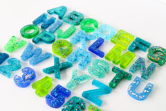 Blue, Teal, & Green Glitter Mix Letters