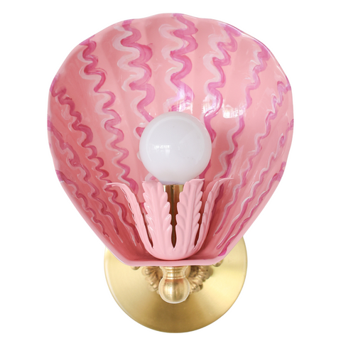 Blush Pink & Brass Hand-Painted Coquille Sconce: One of One