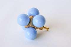 Pastel Blue & Brass large oversized fancy drawer pull knob.  Real raw brass and powdercoated steel components.  This heavy and graphic knob will make a statement on any furniture