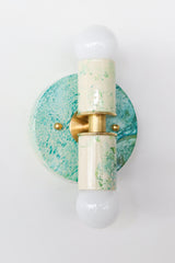 Chartreuse, Green, & Teal Marbled Small Thalia Sconces