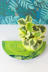 Chartreuse & Lagoon Marbled Demilune Planter