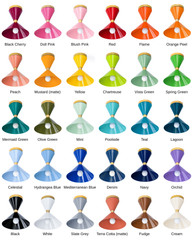 Sazerac Stitches Clancy Flushmount Ceiling Light Color Chart - Mid Century modern geometric cone-shaped light fixture with brass accents and colored cones.