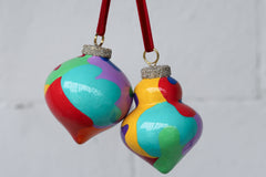 Colorblocked Swirl Painted Ornaments Set