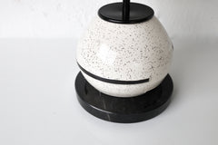 Modern black and white ceramic and marble table lamp.  Ceramics are made in North Carolina and the lamp is designed and assembled in New Orleans.  Unique Ceramic Small Table Lamp
