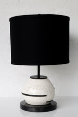 Modern black and white ceramic and marble table lamp.  Ceramics are made in North Carolina and the lamp is designed and assembled in New Orleans.  Unique Ceramic Small Table Lamp