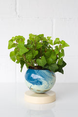 Denim Blue, Cream, & Gold Marbled Loa Planter