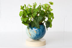 Denim Blue, Cream, & Gold Marbled Loa Planter