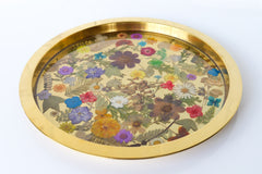 Gold Tray with Colorful Flowers & Foliage