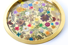 Gold Tray with Colorful Flowers & Foliage
