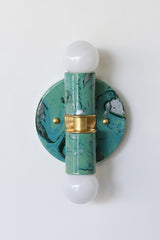 Green, Silver, & Teal Marbled Small Thalia Sconces