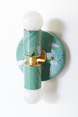 Green, Silver, & Teal Marbled Small Thalia Sconces