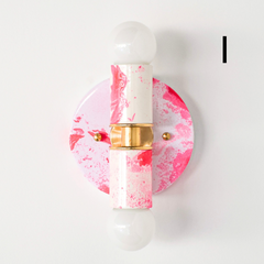 Hot Pink & White Marbled Small Thalia Sconces