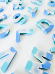 Aqua, White, & Blue Letters