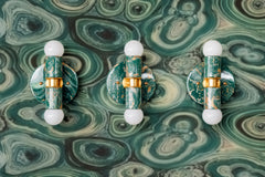 Mermaid Green, Cream, & Gold Marbled Small Thalia Sconces