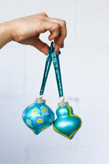 Metallic Aqua Painted Ornaments Sets