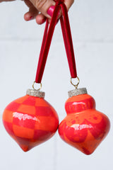 Orange & Red Painted Ornaments Set