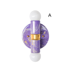 A dreamy take on the Thalia sconce, this lavender marbled version pairs soft violet tones with warm brass hardware for a look that feels both delicate and bold. The swirling finish gives it a one-of-a-kind, artsy quality, making it a beautiful choice for feminine bathrooms, playful powder rooms, or eclectic spaces that need a little color.