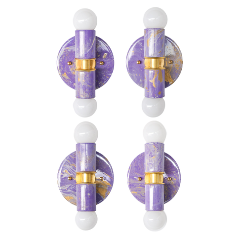 Orchid, Cream, & Gold Marbled Small Thalia Sconces