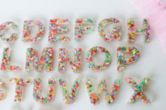 Pastel Multi-colored glitter letters